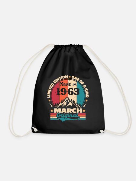 Vintage-Geburtstag geboren im März 1963 - Turnbeutel - Schwarz