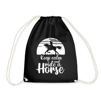 Restez calme et montez à cheval - - Sac de sport léger - noir - Devant