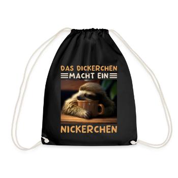Das Dickerchen Macht Ein Nickerchen Morgenmuffel - Turnbeutel - Schwarz - Vorne