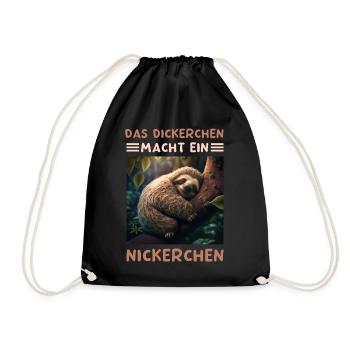 Das Dickerchen Macht Ein Nickerchen Morgenmuffel - Turnbeutel - Schwarz - Vorne
