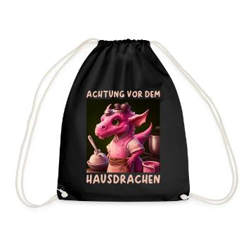 Achtung vor dem Hausdrachen - Turnbeutel - Schwarz - Vorne