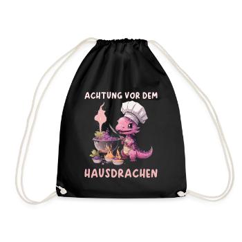 Achtung vor dem Hausdrachen - Turnbeutel - Schwarz - Vorne