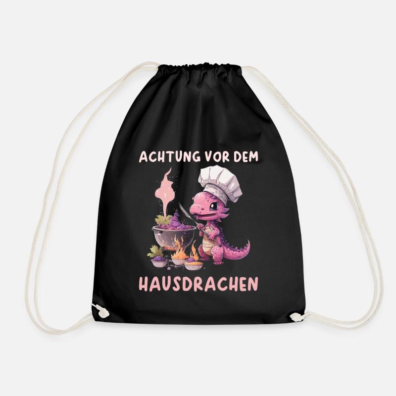 Achtung vor dem Hausdrachen - Turnbeutel - Schwarz