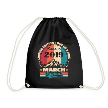 Vintage birthday born in March 2019 - Drawstring Bag - black - Front