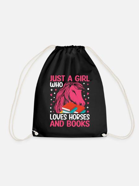 Just A Girl Who Loves Horses und Buch - - Turnbeutel - Schwarz