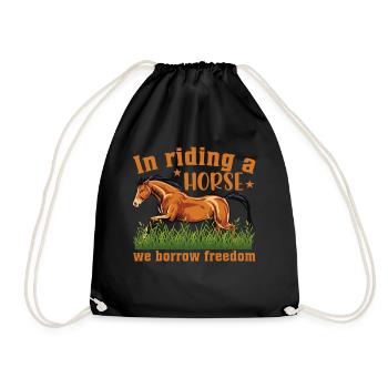 When riding a horse, we borrow the free - Drawstring Bag - black - Front