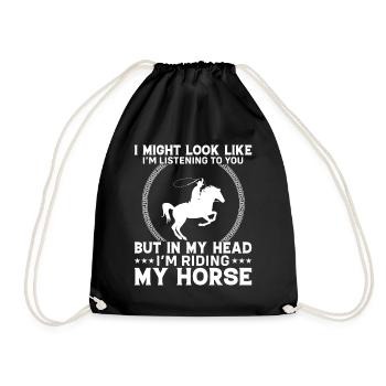 I may look like I'm listening to you, - Drawstring Bag - black - Front