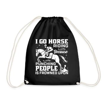 I go horseback riding because it's frowned upon to meet people. - Drawstring Bag - black - Front