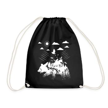 Riding Bear - - Drawstring Bag - black - Front