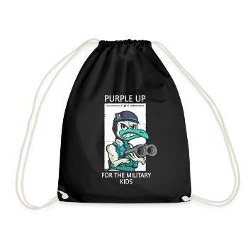 Purple Up Military Strong Child Kids Support - Drawstring Bag - black - Front