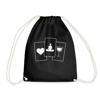 Herz - Wein - Yoga - - Turnbeutel - Schwarz - Vorne