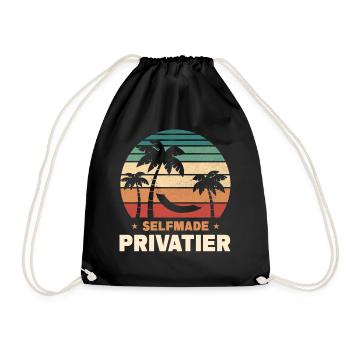 Selfmade Privatier - Turnbeutel - Schwarz - Vorne