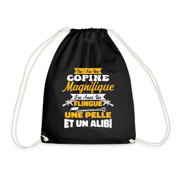 Copine magnifique flingue - pelle - alibi - Sac de sport léger - noir - Devant