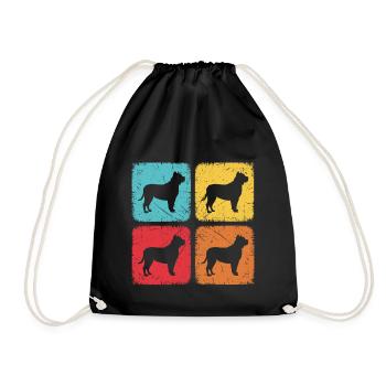 Quadratischer Retro-Hund - Turnbeutel - Schwarz - Vorne