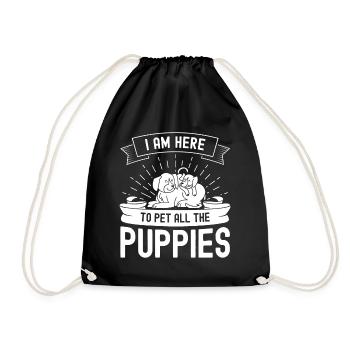 Je suis ici pour caresser tous les chiots - Sac de sport léger - noir - Devant