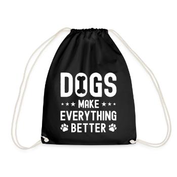 Hunde machen alles besser - Turnbeutel - Schwarz - Vorne