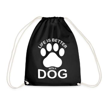 Life is better with a dog -(DO) - Drawstring Bag - black - Front