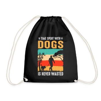Time spent with dogs is never - Drawstring Bag - black - Front
