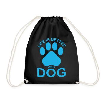 Das Leben ist besser mit einem Hund - blau - Turnbeutel - Schwarz - Vorne