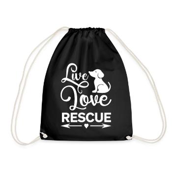 Live love rescue - Puppy - Heart - Arrows(DO) - Drawstring Bag - black - Front