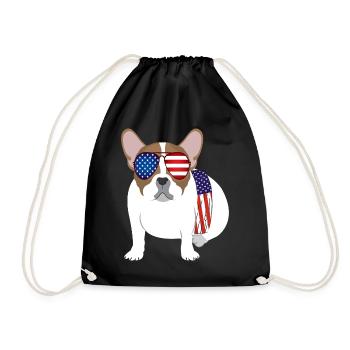 Hund - Amerikaner - Sonnenbrille - Turnbeutel - Schwarz - Vorne