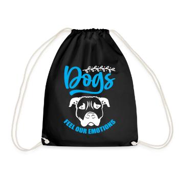 Les chiens ressentent nos sentiments - bleu et blanc - Sac de sport léger - noir - Devant