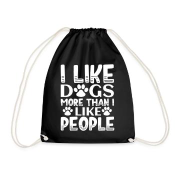 I like dogs more than I like people - Drawstring Bag - black - Front