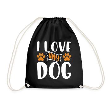 Ich liebe meinen Hund - Pfoten - Turnbeutel - Schwarz - Vorne