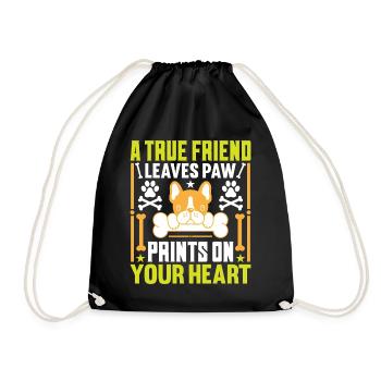 A true friend leaves paw prints in the - Drawstring Bag - black - Front