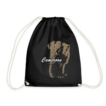 Cameroun - Eléphant - Sac de sport léger - noir - Devant