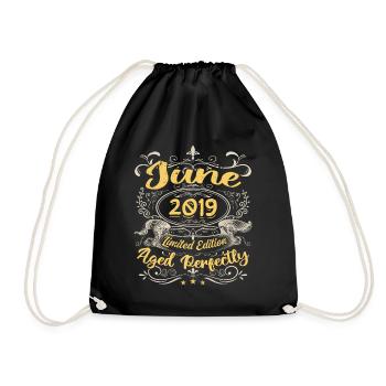 June 2019 | Vintage Gift 2019 - Drawstring Bag - black - Front