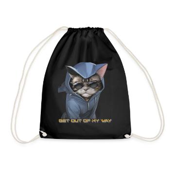 Cool angry cat - Get out of my way! - Drawstring Bag - black - Front
