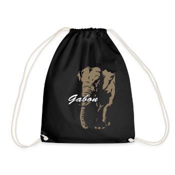 Gabon - Elephant - Drawstring Bag - black - Front