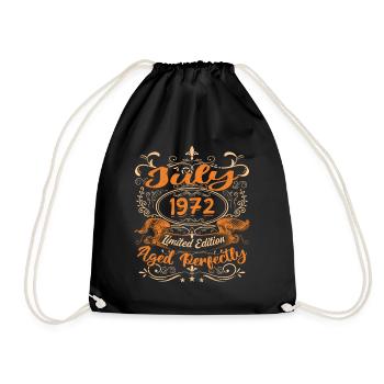 July 1972 Anniversary Vintage Gift Idea 1972 - Drawstring Bag - black - Front