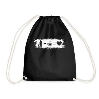 Grunge Rectangle - Heart - Coffee - Man with Dog - - Drawstring Bag - black - Front