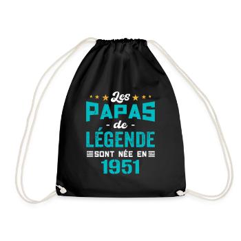 Les Papas De Légende Née En 1951 | Fête Des Pères - Sac de sport léger - noir - Devant