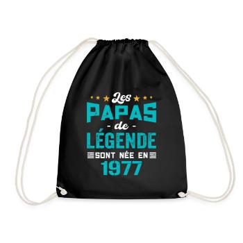 Les Papas De Légende Née En 1977 | Fête Des Pères - Sac de sport léger - noir - Devant