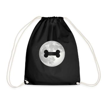 Vollmond - Hundeknochen - - Turnbeutel - Schwarz - Vorne