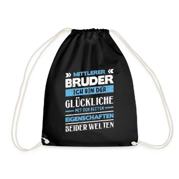 Mittelkind Sandwichkind Mittlerer Bruder - Turnbeutel - Schwarz - Vorne