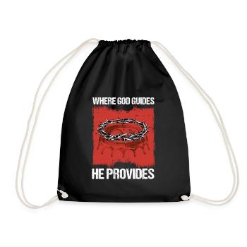 Where God Guides He Provides I Jesus Bible Verse - Drawstring Bag - black - Front