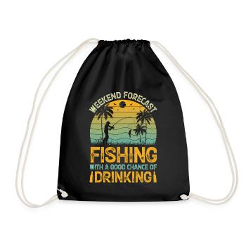 Weekend forecast fishing with a good chance of - Drawstring Bag - black - Front