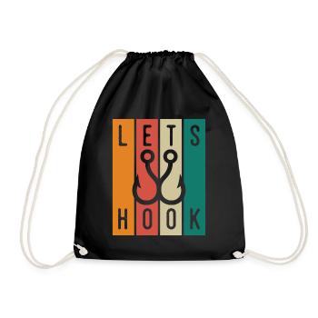 Let's fish - - Drawstring Bag - black - Front