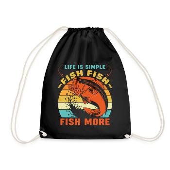 Life is just fish fish fish more - - Drawstring Bag - black - Front