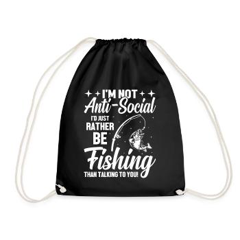 Ich bin nicht asozial, ich würde nur lieber fische - Turnbeutel - Schwarz - Vorne