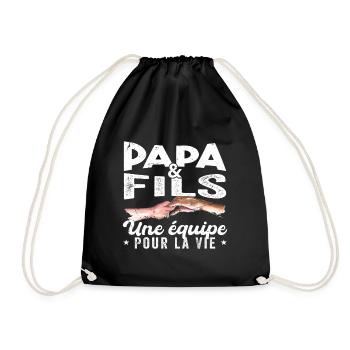 Papa Et Fils Une équipe Pour La Vie - Sac de sport léger - noir - Devant