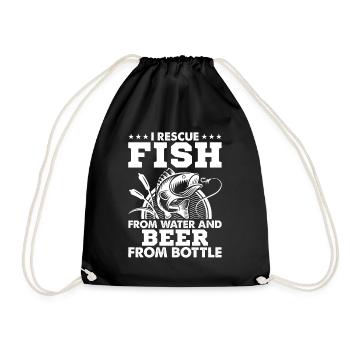 Ich rette Fische aus dem Wasser und Bier aus der F - Turnbeutel - Schwarz - Vorne
