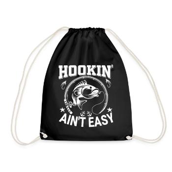Hookin' Ain't Easy - - Drawstring Bag - black - Front