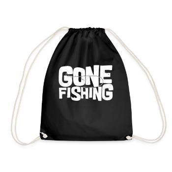 Fishing went - - Drawstring Bag - black - Front