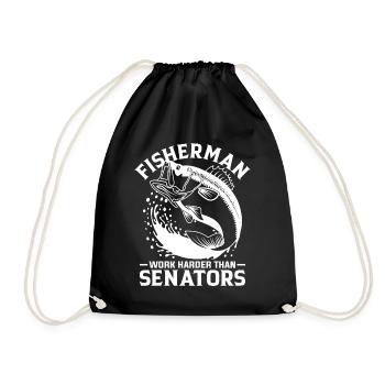Fishermen work harder than senators 1 - - Drawstring Bag - black - Front