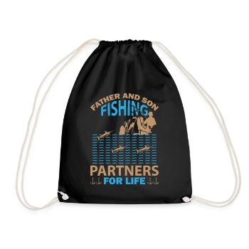 Père et fils comme partenaires de pêche pour la vie - - Sac de sport léger - noir - Devant